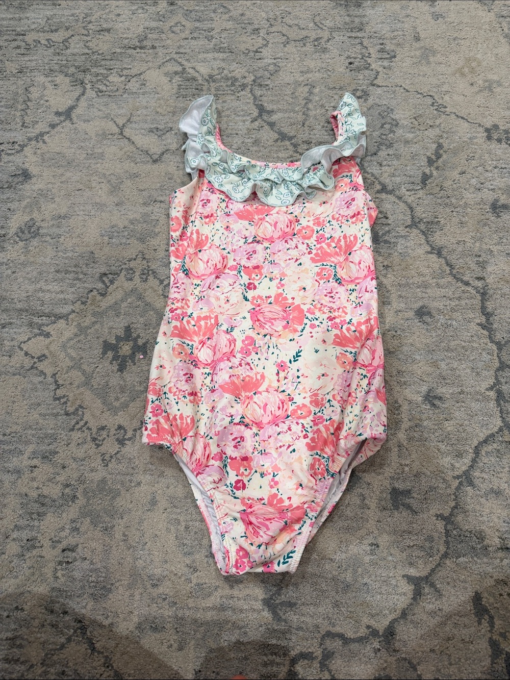 SweetHoney Pink Floral Ruffle Neck One-Piece